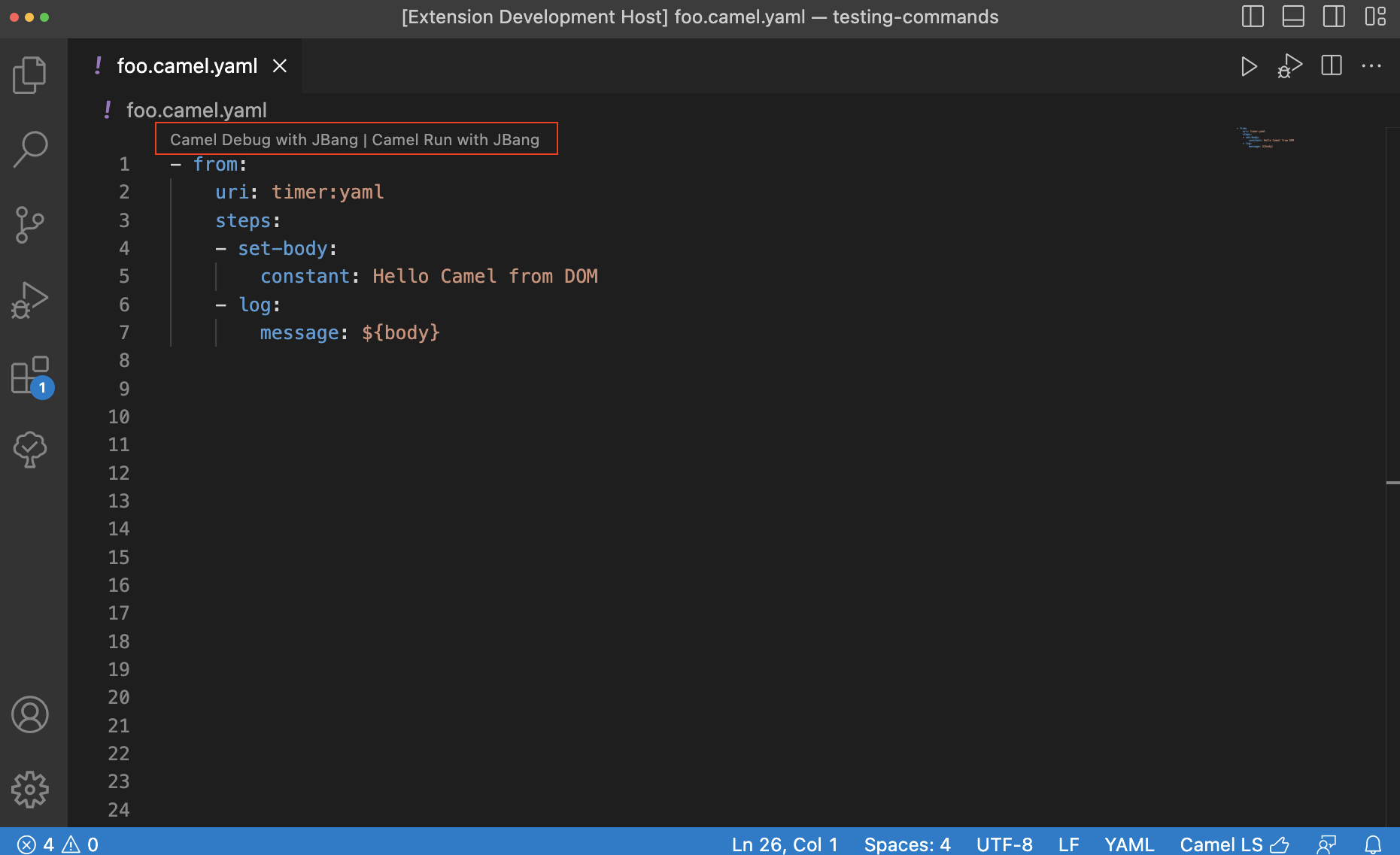 New codelens item for Camel Run with JBang
